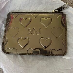 MJ Marc Jacobs Silver Metallic Heart Key Chain Coin Purse Pouch Bag
